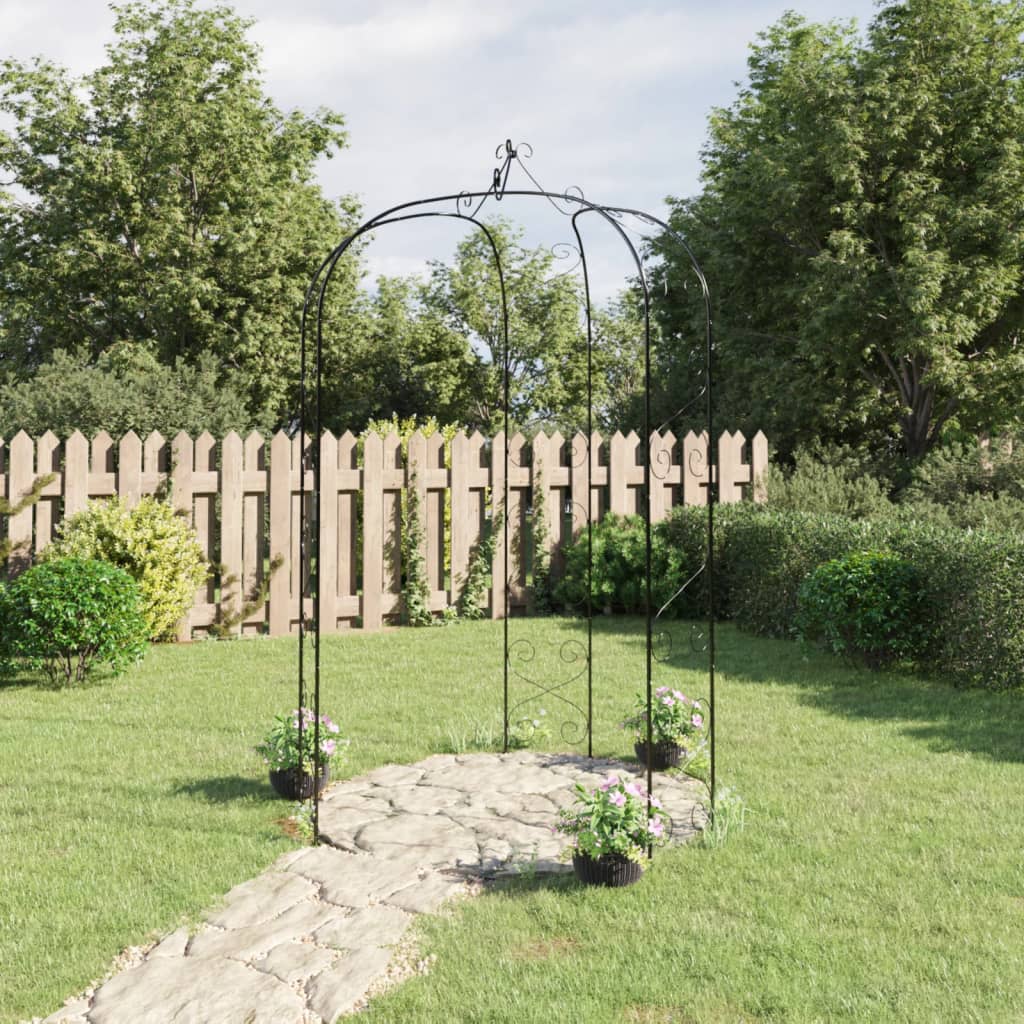 Vidaxl Garden Arch Ø180x255 cm jeklena črna