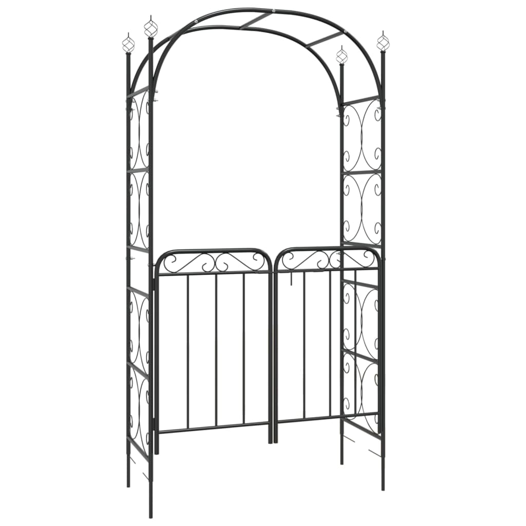 VidaXL Arche de jardin avec portail 108x45x235 cm acier noir