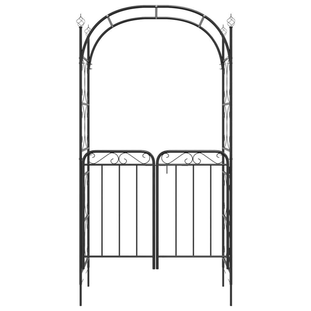 Vidaxl garden arch with port 108x45x235 cm steel black