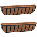 Vidaxx jardinières murales 2 pcs avec fibre de coco 61x19x16 cm acier noir