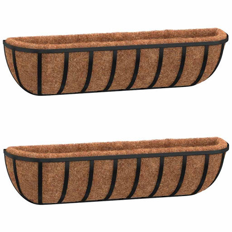 Vidaxx jardinières murales 2 pcs avec fibre de coco 61x19x16 cm acier noir