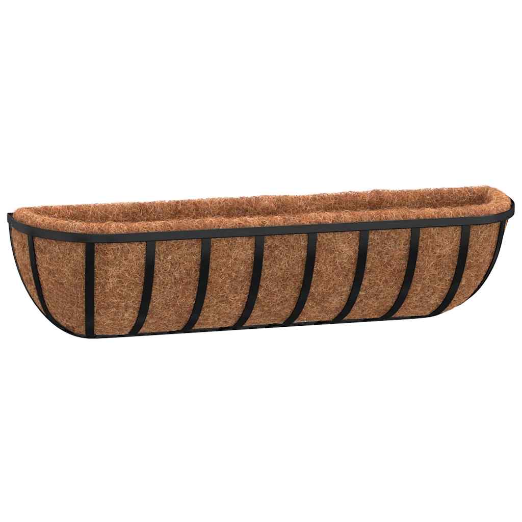 Vidaxx jardinières murales 2 pcs avec fibre de coco 61x19x16 cm acier noir