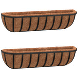 Vidaxx jardinières murales 2 pcs avec fibre de coco 76x21x16 cm acier noir