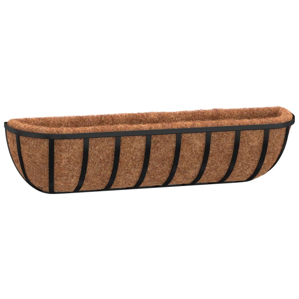 Vidaxx jardinières murales 2 pcs avec fibre de coco 76x21x16 cm acier noir