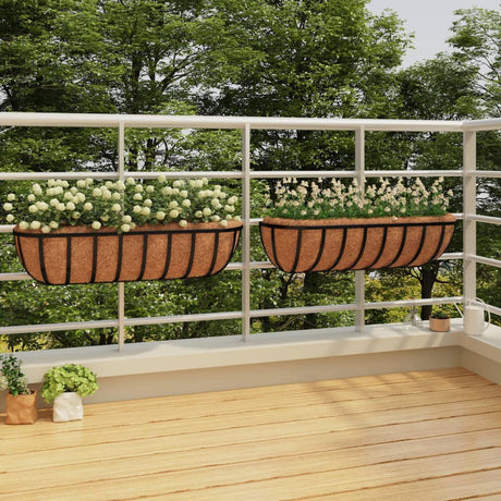 Vidaxx jardinières murales 2 pcs avec fibre de coco 76x21x16 cm acier noir