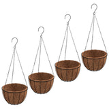 Vidaxx jardinières suspendues 4 pcs avec boîte en noix de coco acier ø 40x63 cm noir
