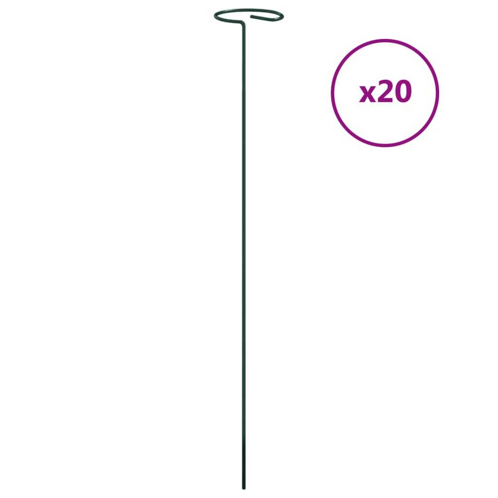 VidaXL Tuteurs pour plantes 20 pcs 40 cm acier vert foncé