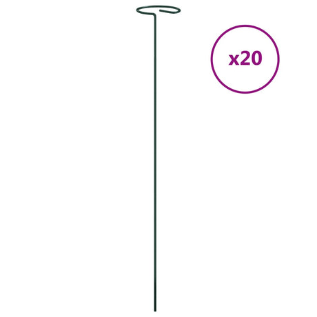 VidaXL Tuteurs pour plantes 20 pcs 40 cm acier vert foncé