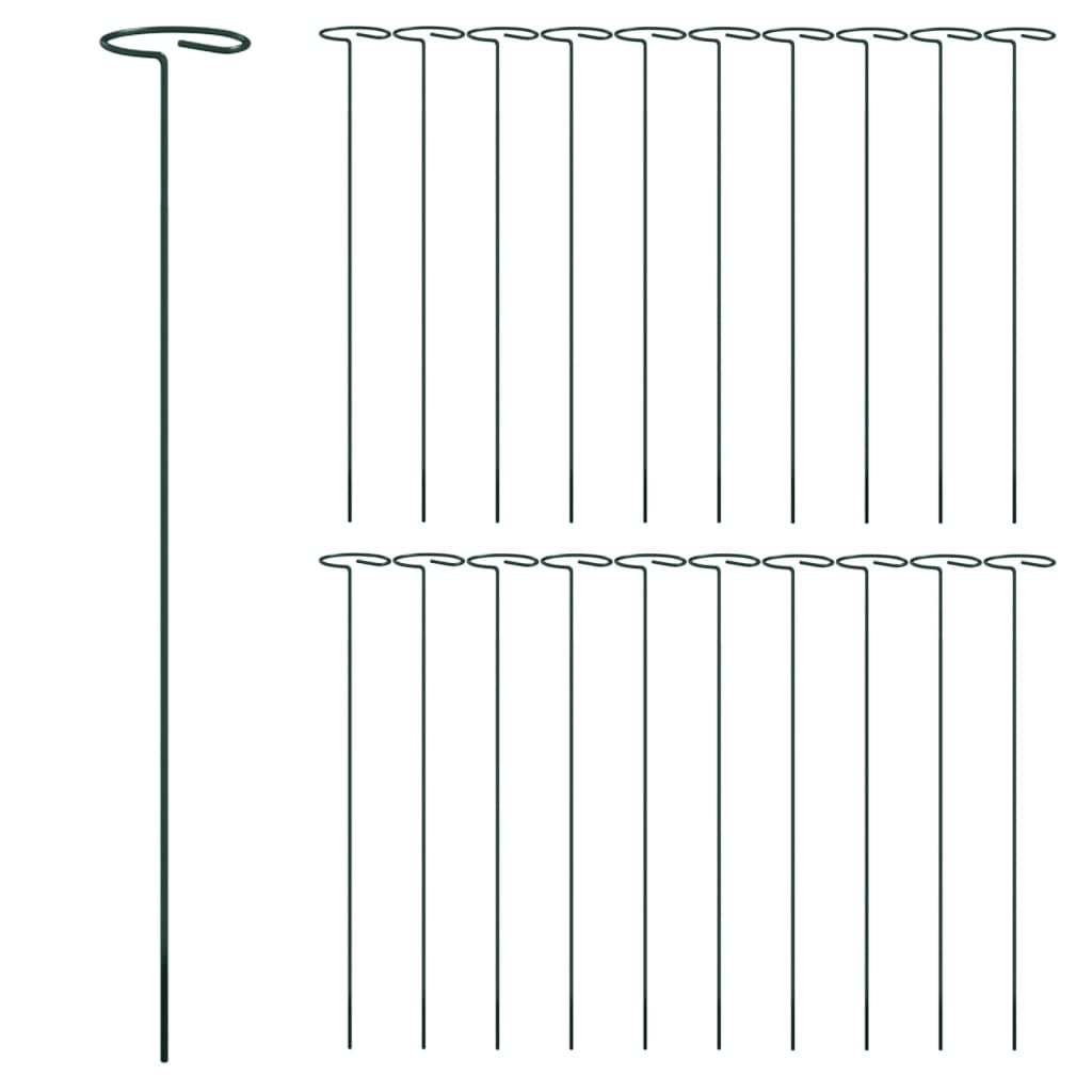 VidaXL Tuteurs pour plantes 20 pcs 40 cm acier vert foncé