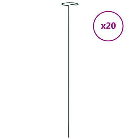 VidaXL Tuteurs pour plantes 20 pcs 61 cm acier vert foncé