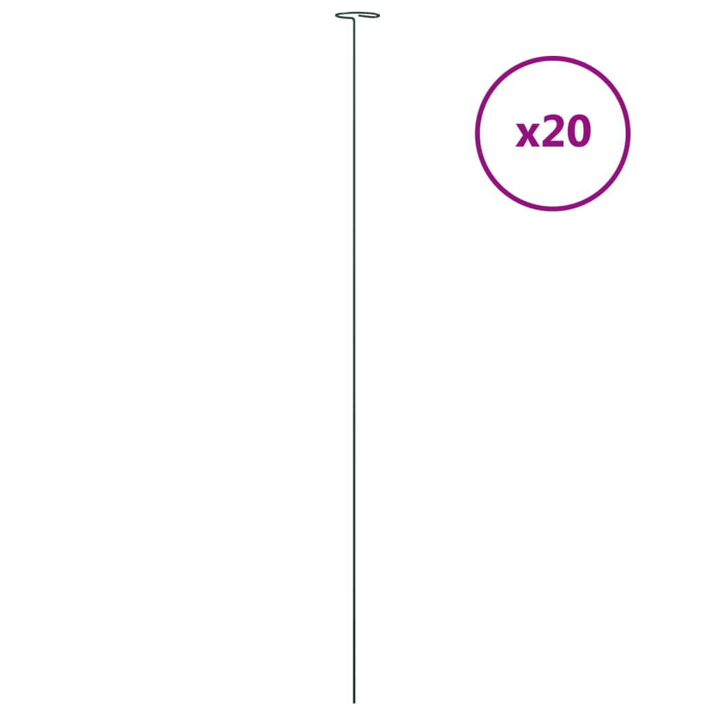 VidaXL Tuteurs pour plantes 20 pcs 91 cm acier vert foncé