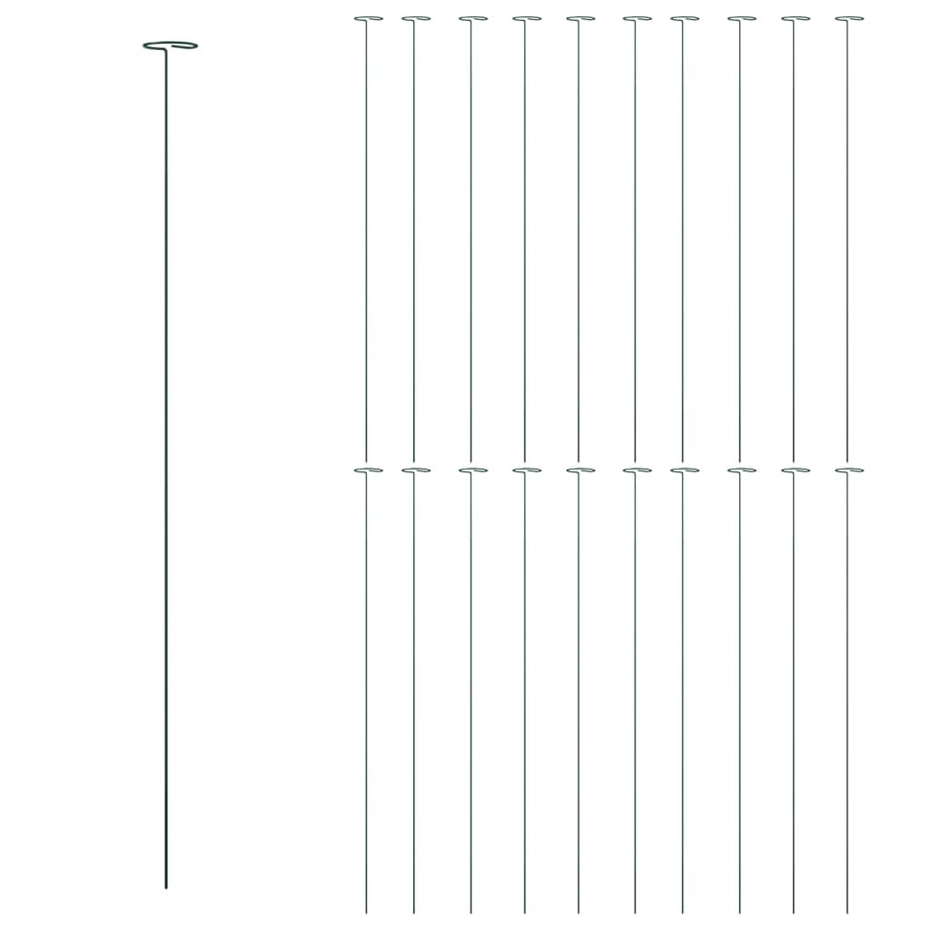 VidaXL Tuteurs pour plantes 20 pcs 91 cm acier vert foncé