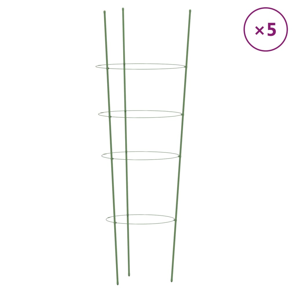 VidaXL supports pour plantes 5 pcs avec 4 anneaux 90 cm acier vert