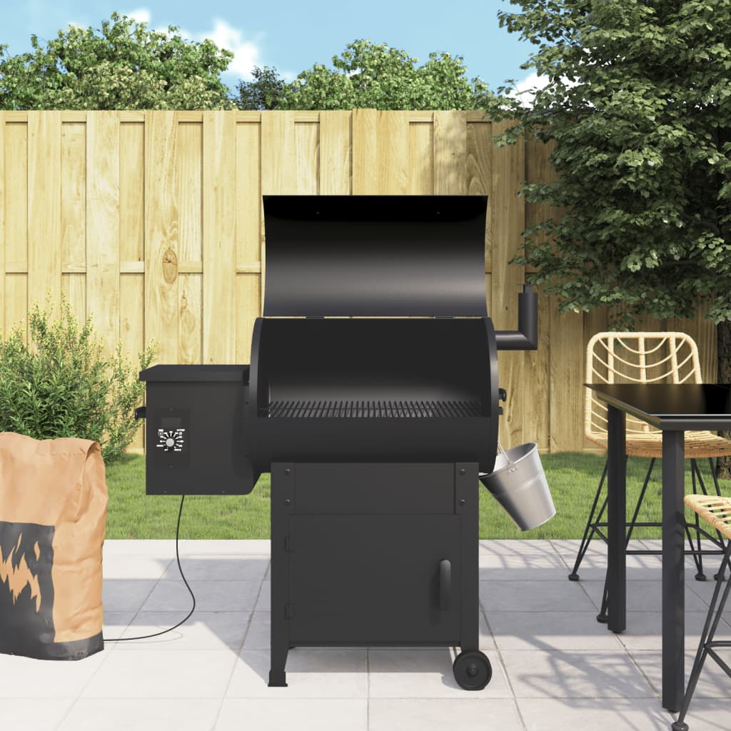 VidaXL Barbecue à pellets avec cheminée 104 cm fer noir