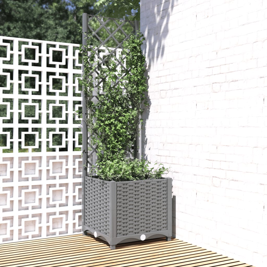 Vidaxx jardinière avec treillis 40x40x136 cm polypropylène gris clair