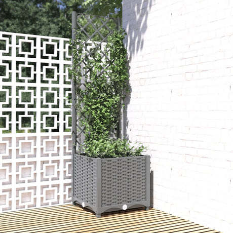 Vidaxx jardinière avec treillis 40x40x136 cm polypropylène gris clair