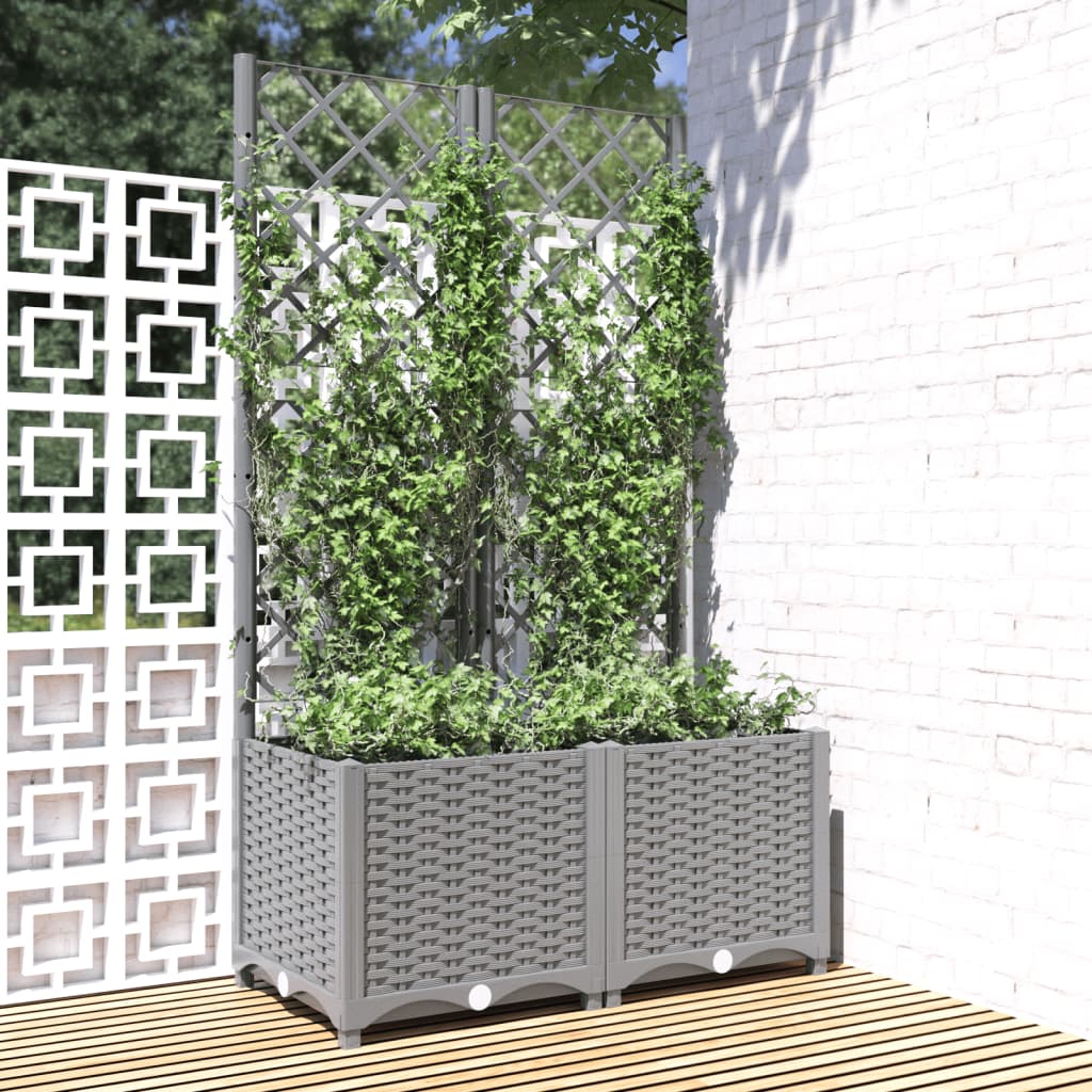 Vidaxx jardinière avec treillis 80x40x136 cm polypropylène gris clair