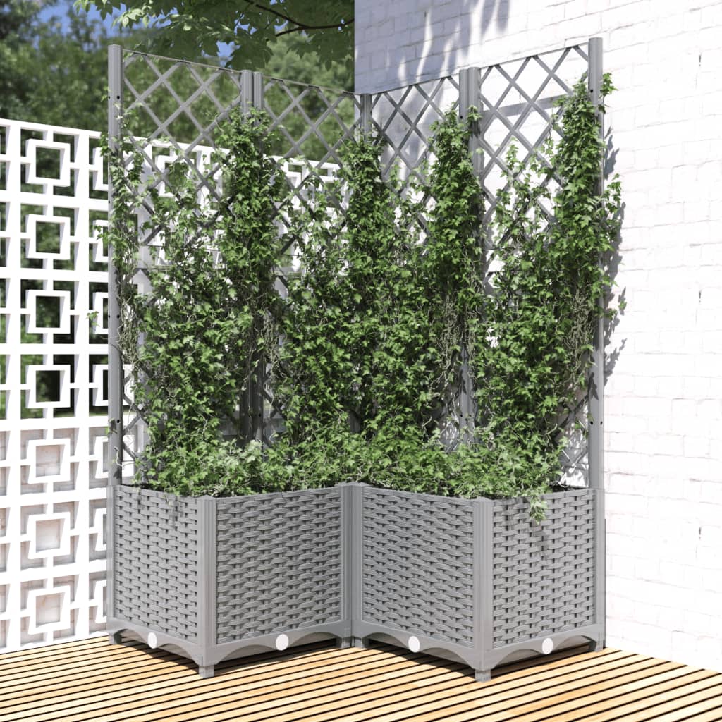 Vidaxx jardinière avec treillis 80x80x136 cm polypropylène gris clair