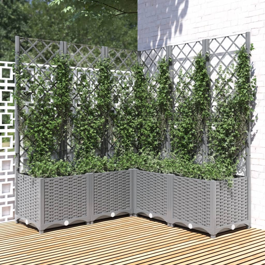 Vidaxx jardinière avec treillis 120x120x136 cm polypropylène gris clair