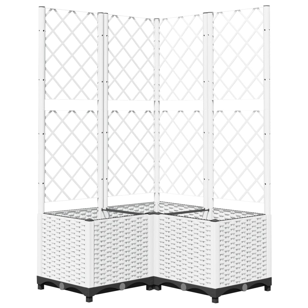 VidaXL Planter with Latwerk 80x80x136 cm Polypropene white