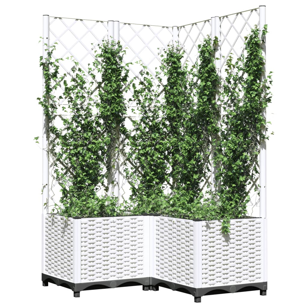 VidaXL Planter with Latwerk 80x80x136 cm Polypropene white