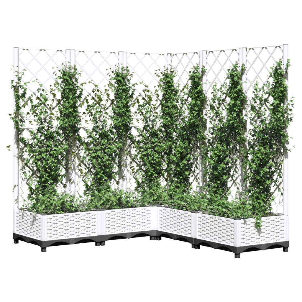 Vidaxl Planter med Latwerk 120x120x121.5 cm polypropenvitt