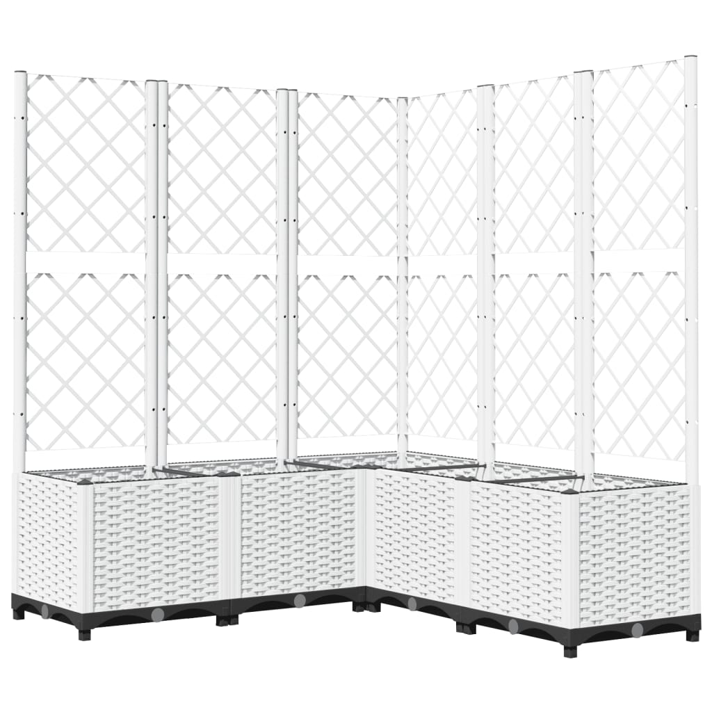 VIDAXL Planter med Latwerk 120x120x136 cm polypropen hvit