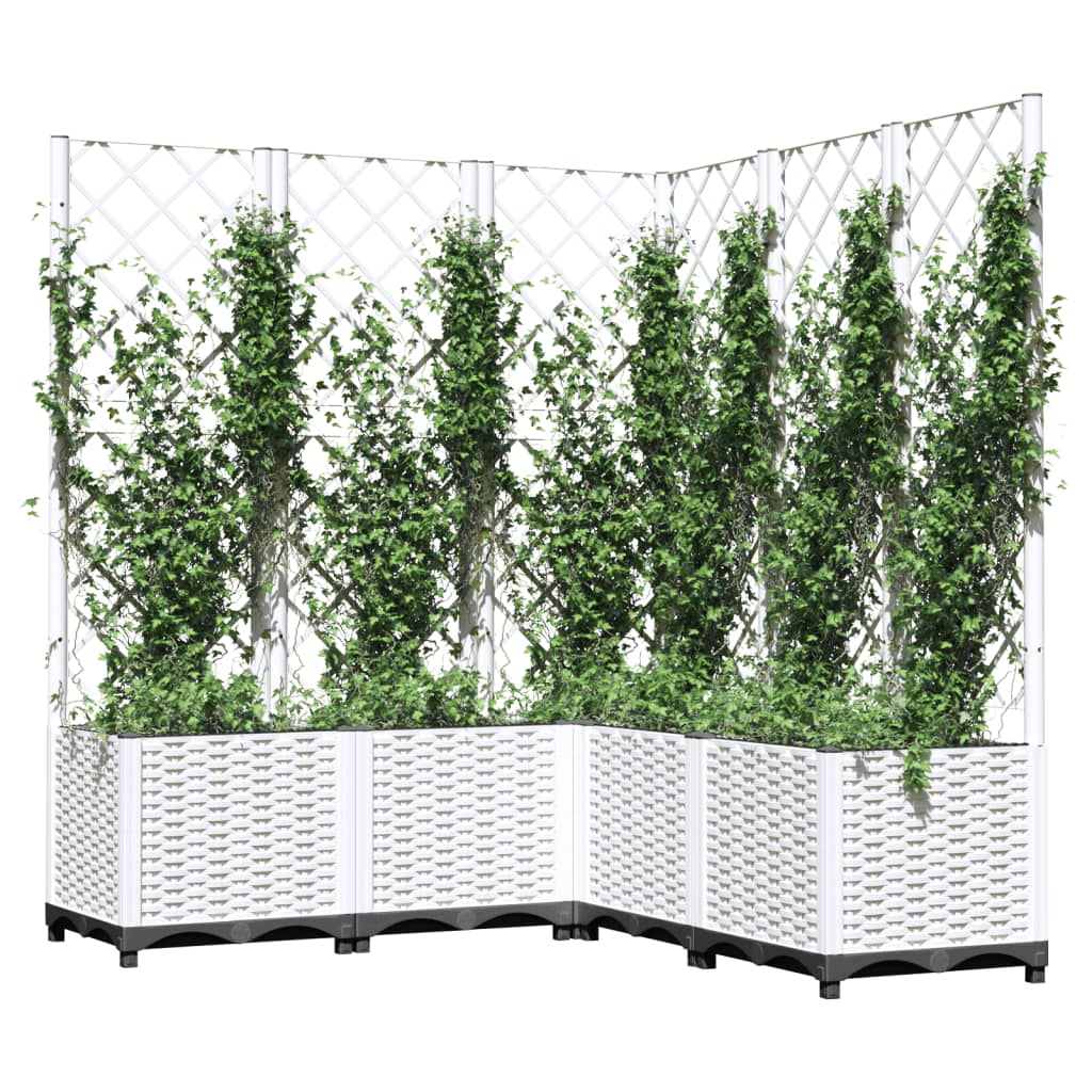 VIDAXL Planter med Latwerk 120x120x136 cm polypropen hvit