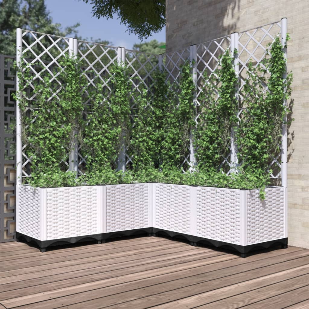 VIDAXL Planter med Latwerk 120x120x136 cm polypropen hvit