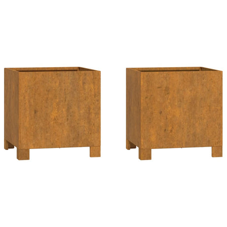 VidaXL Jardinières avec Pieds 2 pcs Rouillé 32x30x33 cm Acier Corten