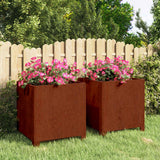 Vidaxx jardinières avec pieds 2 pcs rouillé 42x40x43 cm acier corten