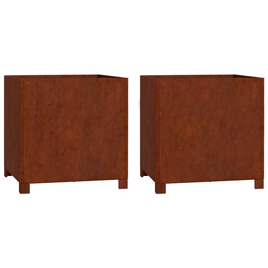 VidaXL jardinières avec pieds 2 pcs rouillé 49x47x50 cm acier corten