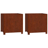 VidaXL jardinières avec pieds 2 pcs rouillé 49x47x50 cm acier corten