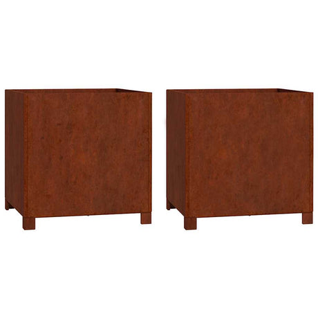 VidaXL jardinières avec pieds 2 pcs rouillé 49x47x50 cm acier corten