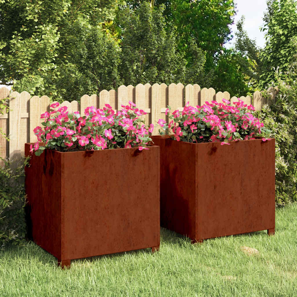 VidaXL jardinières avec pieds 2 pcs rouillé 49x47x50 cm acier corten