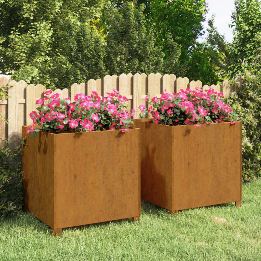 Vidaxl Plantagers med ben 2 St Rusty 49x47x50 cm Corten Steel