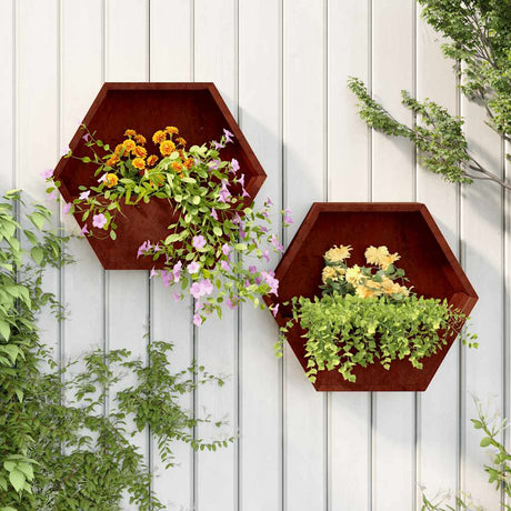 Vidaxx jardinières murales 2 pcs 46x10x40 cm acier corten rouillé
