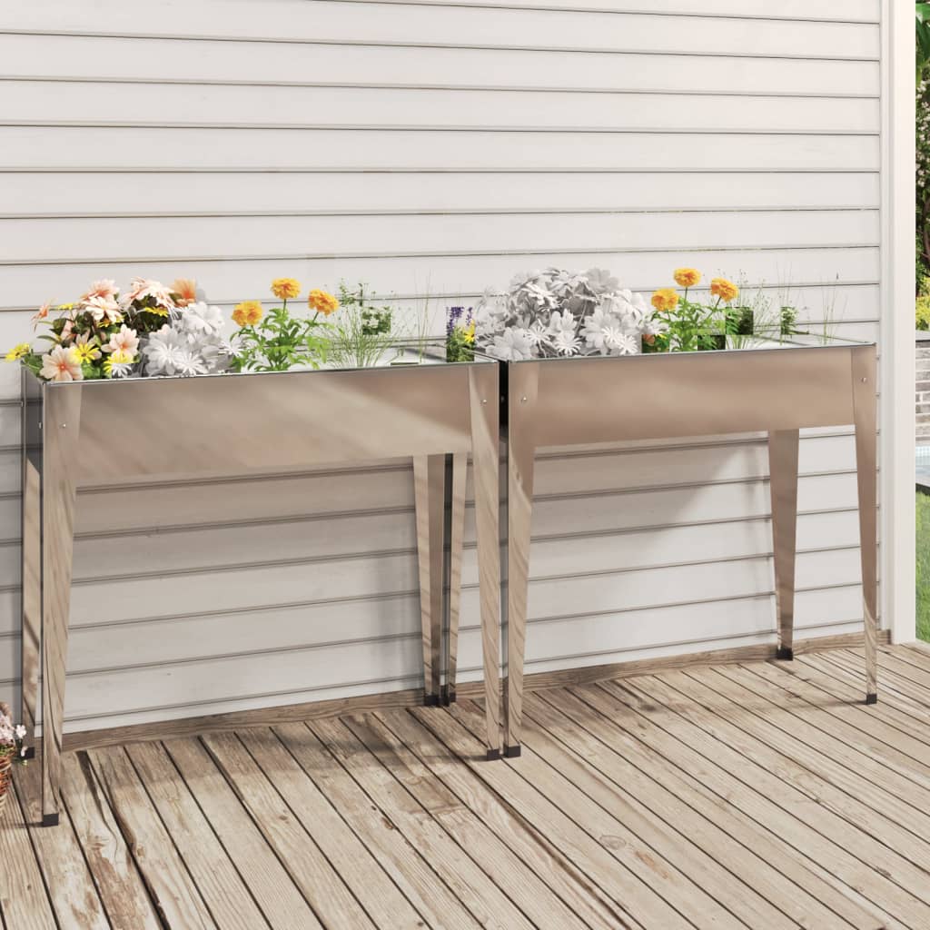 VidaXL Jardinières 2 pcs en acier galvanisé
