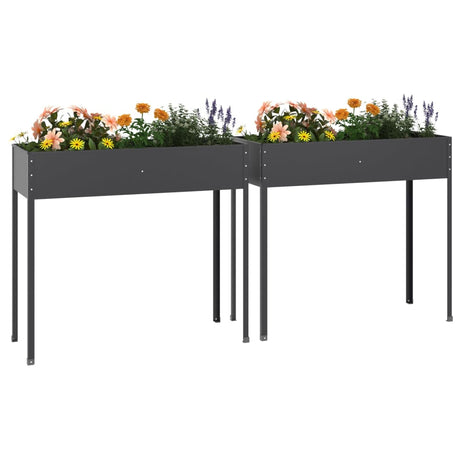 VidaXL Jardinières 2 pcs acier galvanisé anthracite
