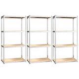 VidaXL étagère de rangement 4 couches 3 pcs acier bois traité couleur argent