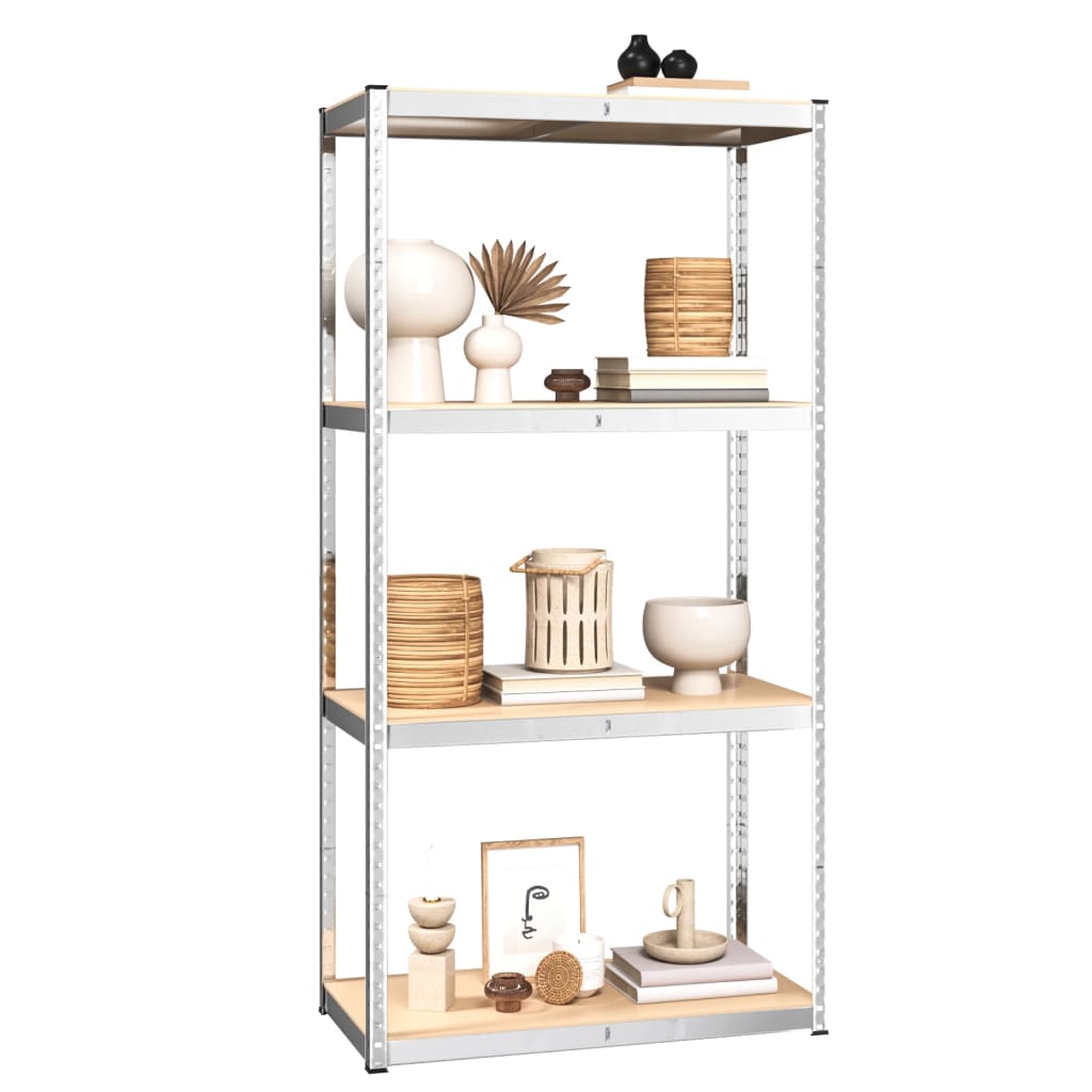 VidaXL étagère de rangement 4 couches 3 pcs acier bois traité couleur argent