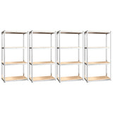 VidaXL étagère de rangement 4 couches 4 pcs acier bois traité couleur argent