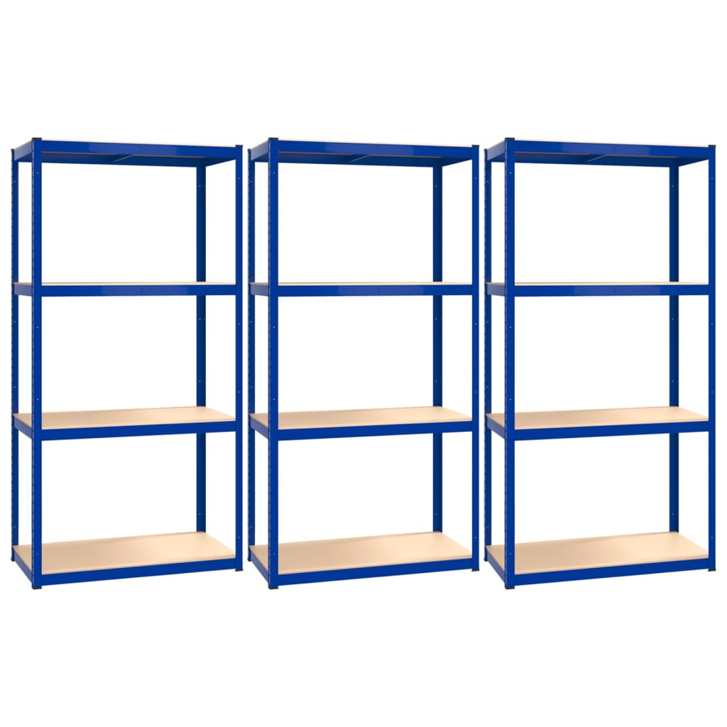 VidaXL Étagère de rangement 4 couches 3 pcs acier bois traité bleu