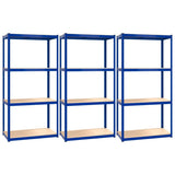 VidaXL Étagère de rangement 4 couches 3 pcs acier bois traité bleu
