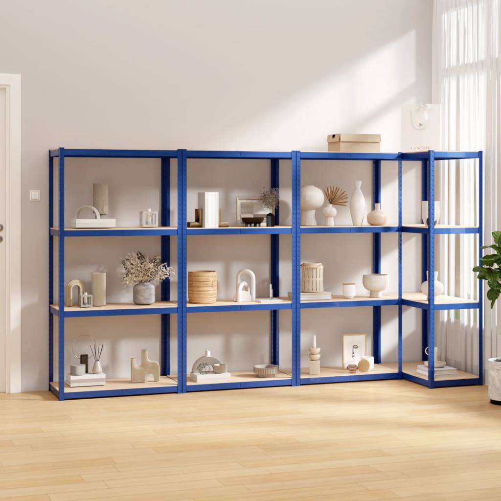 VidaXL Étagère de rangement 4 couches 4 pcs acier bois traité bleu