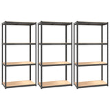 VidaXL Étagère de rangement 4 couches 3 pcs acier bois traité couleur anthracite