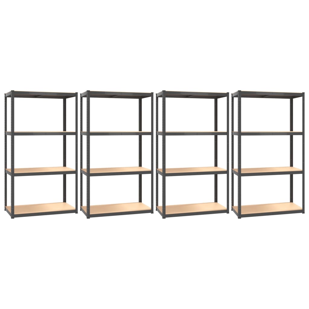 VidaXL Étagères de rangement 4 pcs 4 couches en acier et bois d'ingénierie couleur anthracite