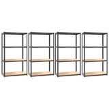VidaXL Étagères de rangement 4 pcs 4 couches en acier et bois d'ingénierie couleur anthracite