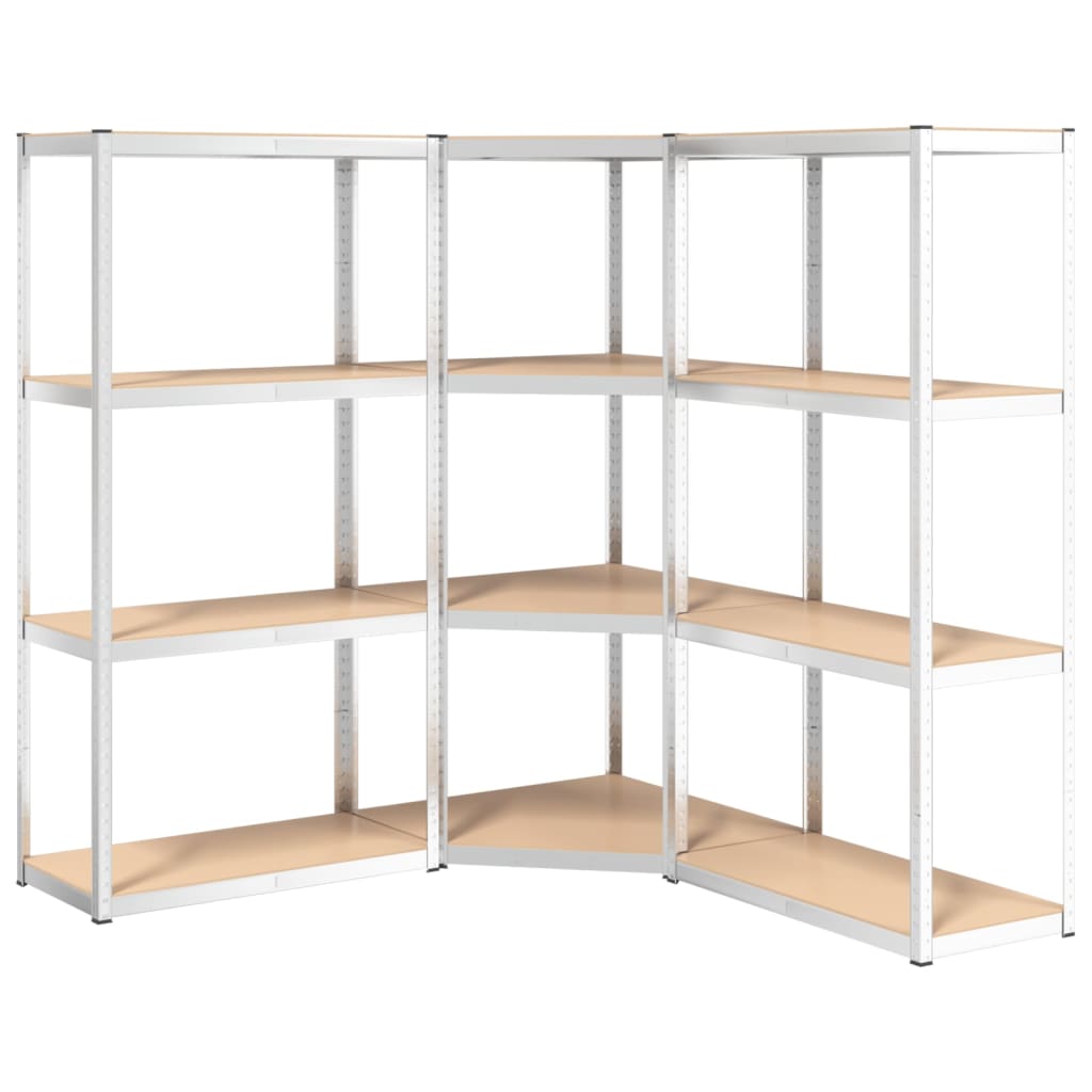 VidaXL étagère de rangement 4 couches 3 pcs acier bois traité couleur argent