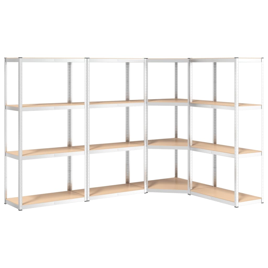 VidaXL étagère de rangement 4 couches 4 pcs acier bois traité couleur argent